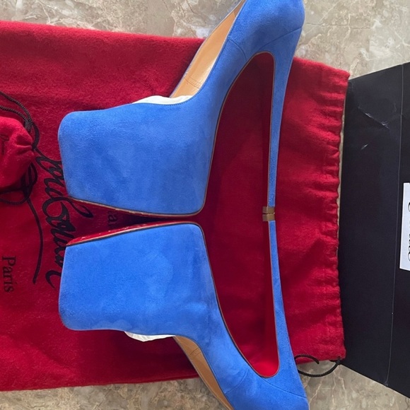 Christian Louboutin Daffodile 160 Royal Blue Suede Platform Pumps